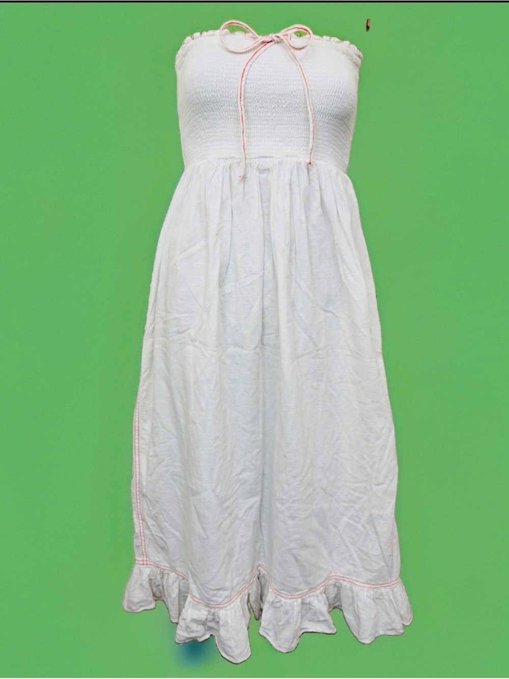 urban outfitters women cotton Halter Smocked Tube Dress White Size XS Beach Boho